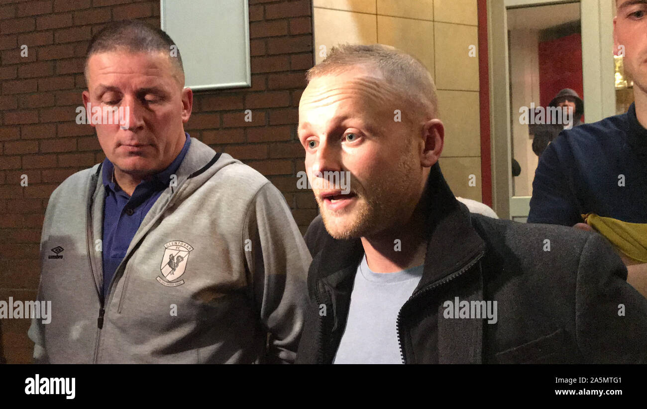 Loyalist spokesman Jamie Bryson described 'immense anger' in the loyalist community over the Prime Minister's proposed Brexit deal following a meeting at the Constitutional Club in east Belfast. Stock Photo