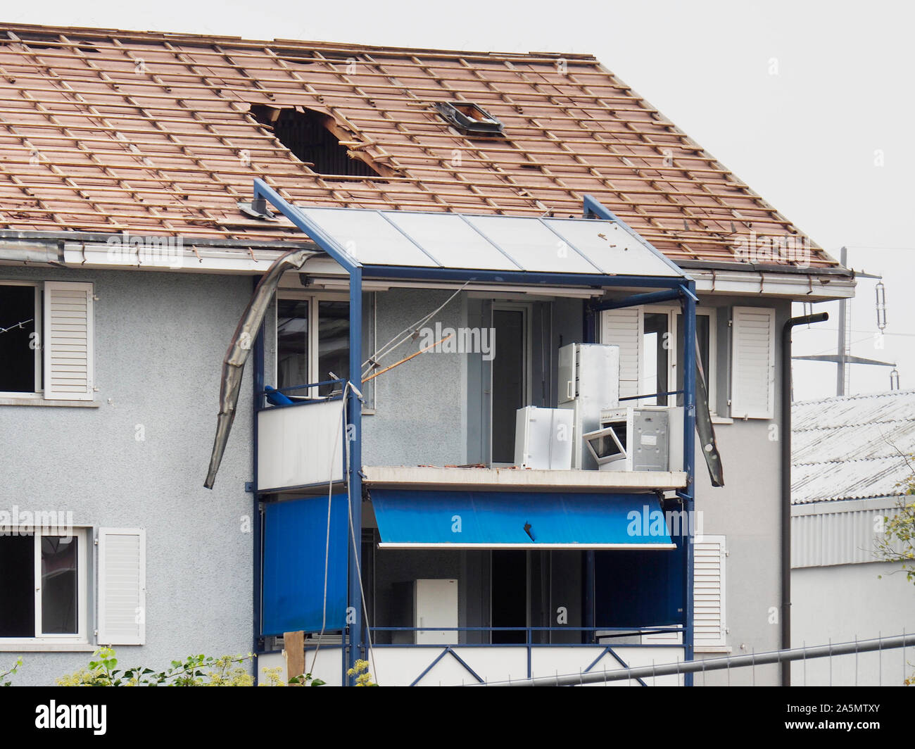 Abbruch einer Siedlung (7 Häuser) in Regensdorf ZH Stock Photo