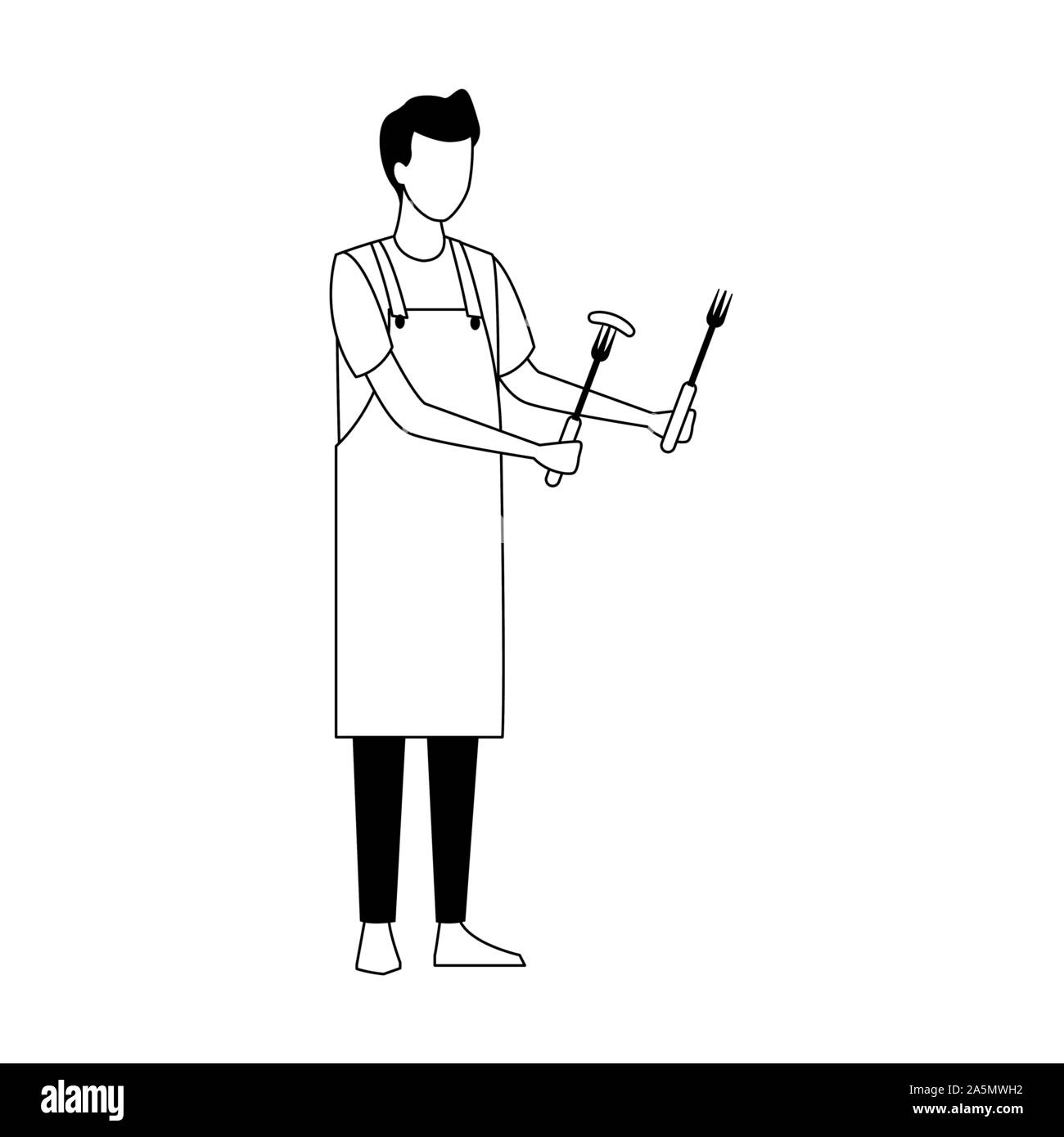 Wearing An Apron Stock Vector Images - Alamy
