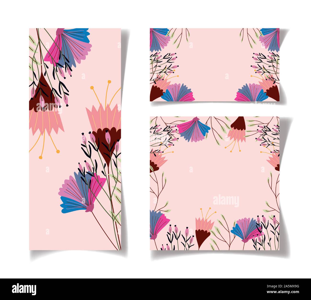 flowers floral wedding cards template design vector illustration Stock ...