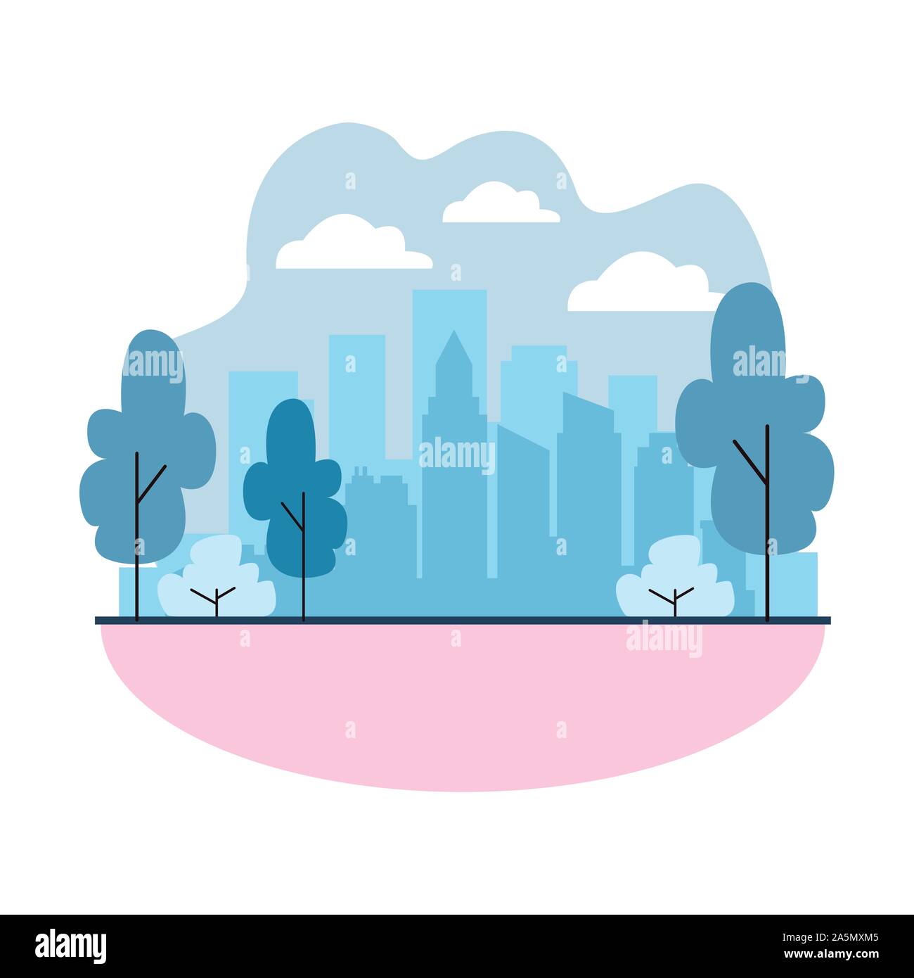 city landscape with trees and skyscrapers Stock Vector Image & Art - Alamy