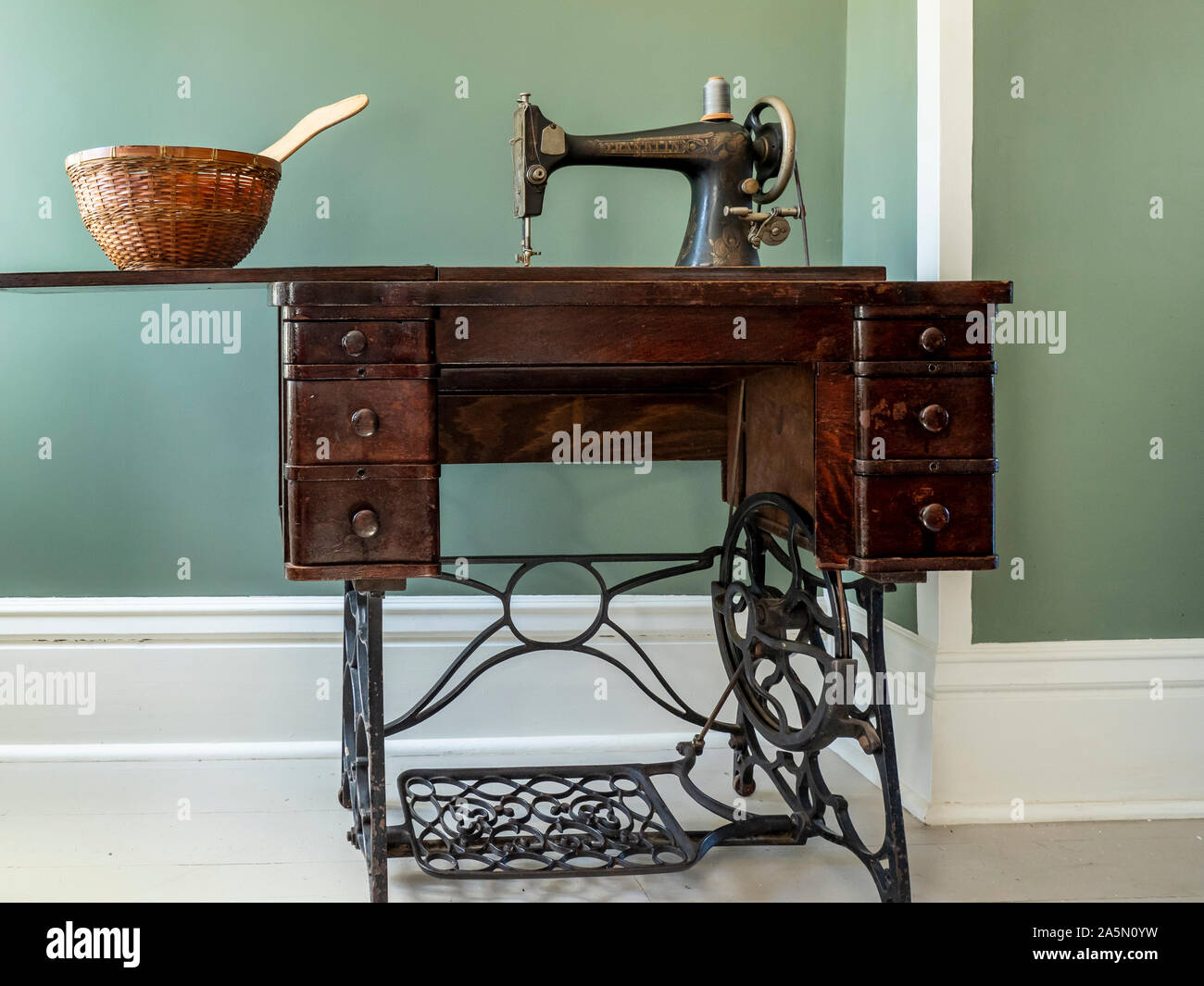 Antique Sewing Machine Pedal Drive Stock Photo 1128192722