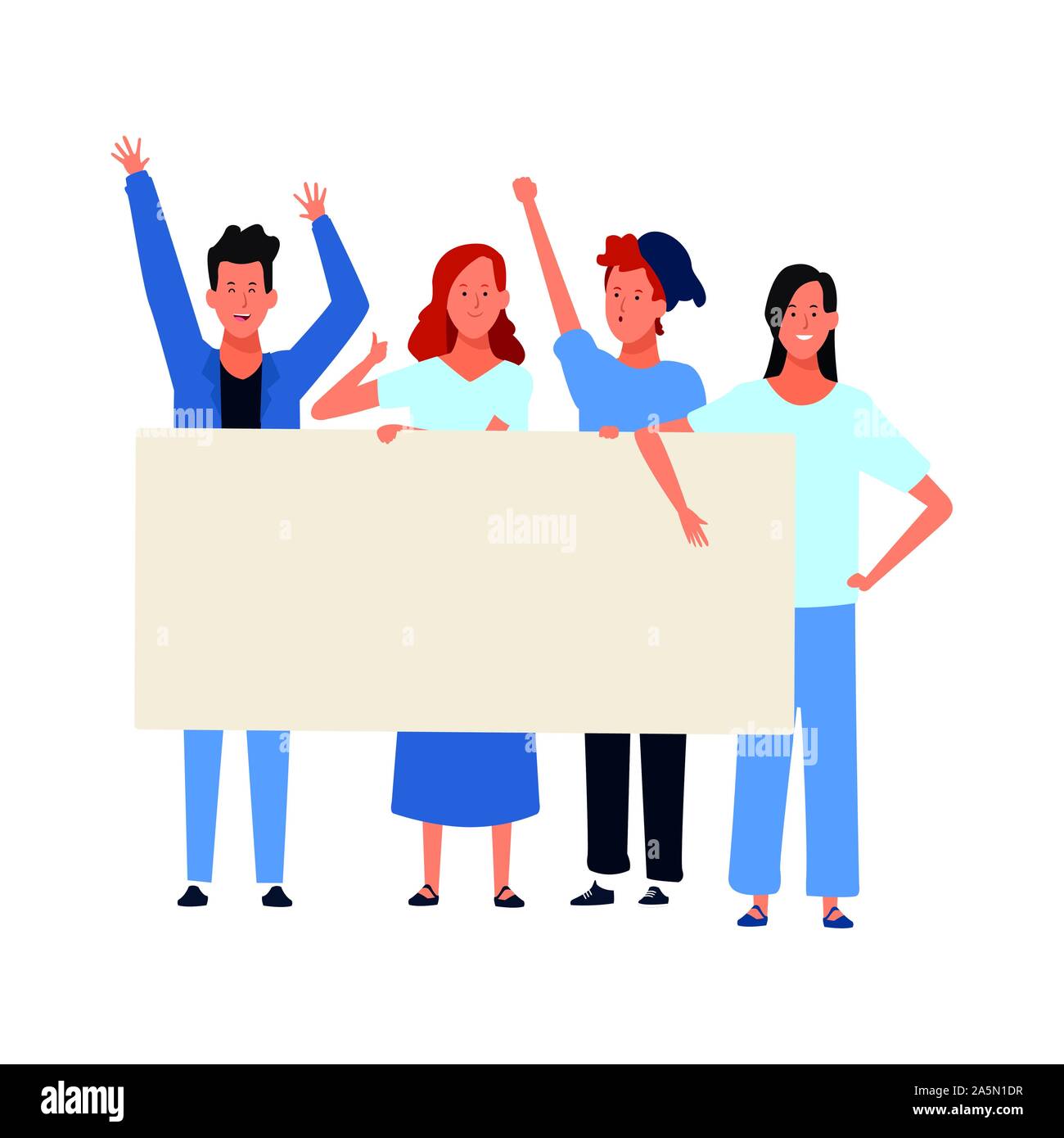 young people with blank poster Stock Vector Image & Art - Alamy