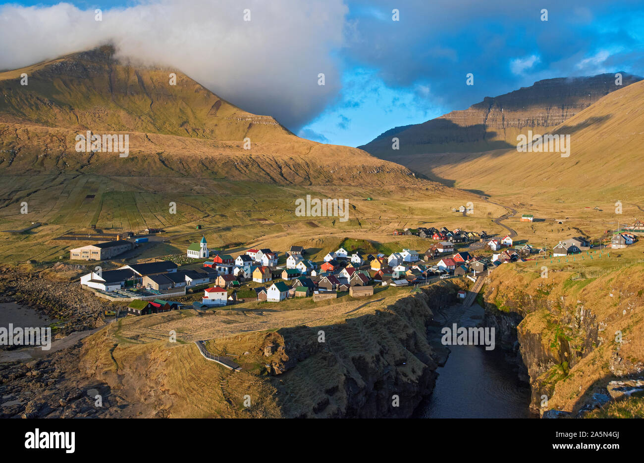 Gjógv, Faroe Islands Stock Photo