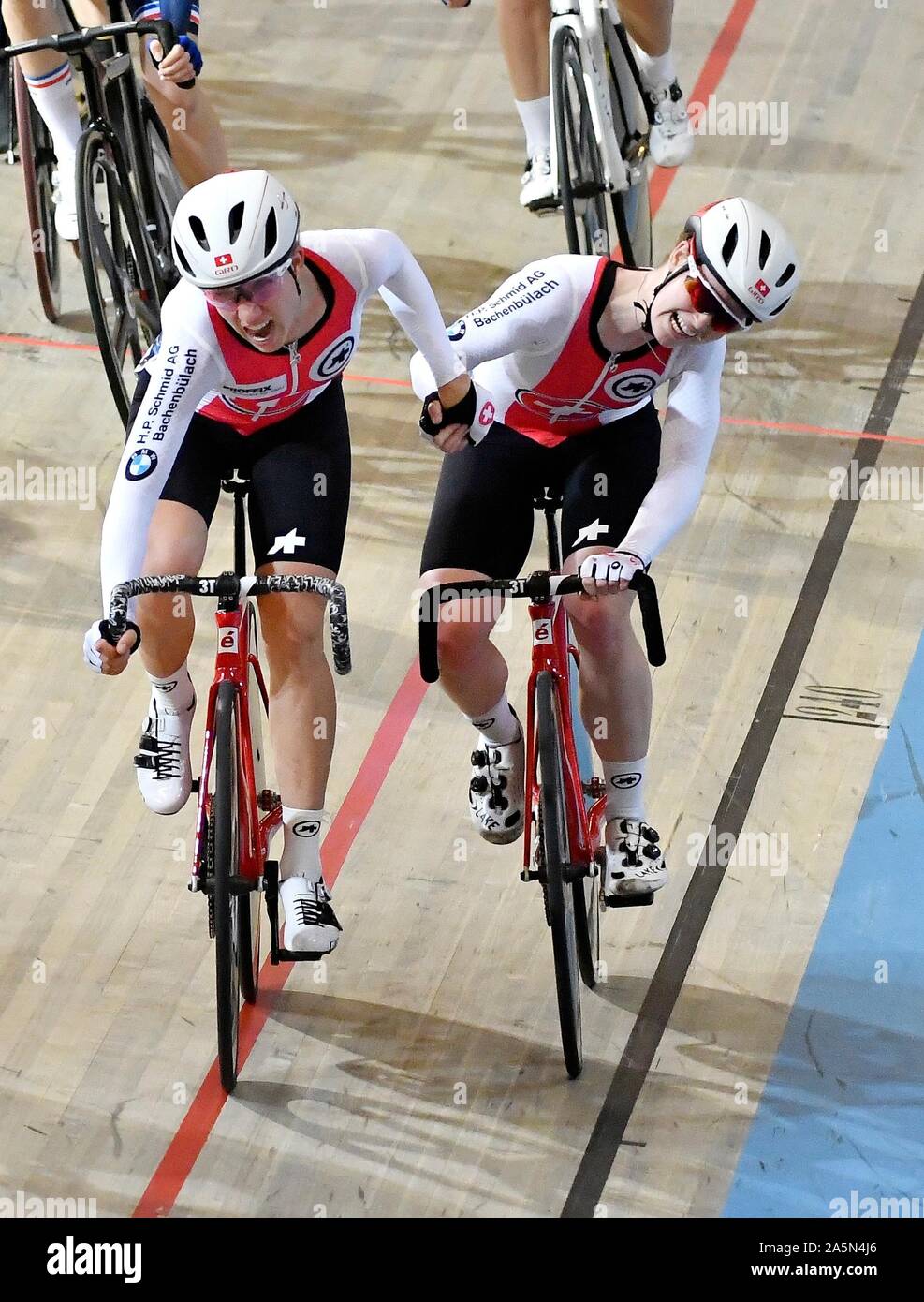 Aline Seitz (SUI) and Andrea Waldis (SUI) on the Women s Madison, during UEC Track Cycling European Championship on October, 20 2019 in Apeldoorn, Netherlands. Photo by SCS/AFLO (HOLLAND OUT)/Margarita Bouma Stock Photo