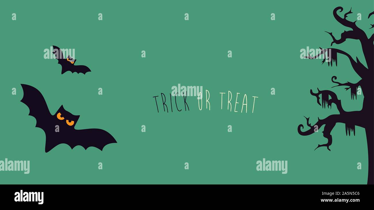 poster halloween with bats flying and dry tree Stock Vector Image & Art ...