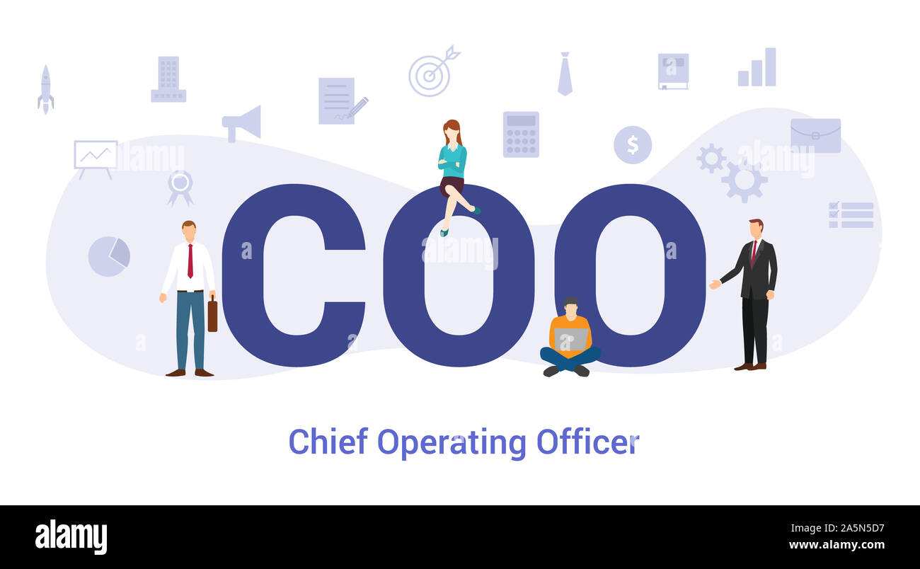 coo chief operating officer concept with big word or text and team people with modern flat style - vector illustration Stock Photo
