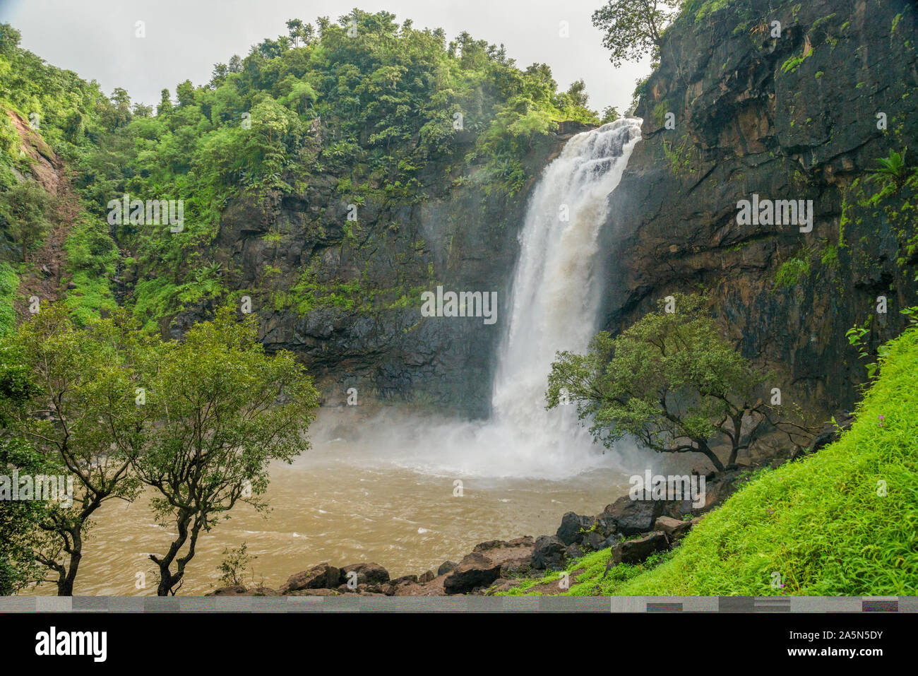 Dabhosa Waterfall near Jawhar in Monsoon Months,Thane,Maharashtra,India Stock Photo