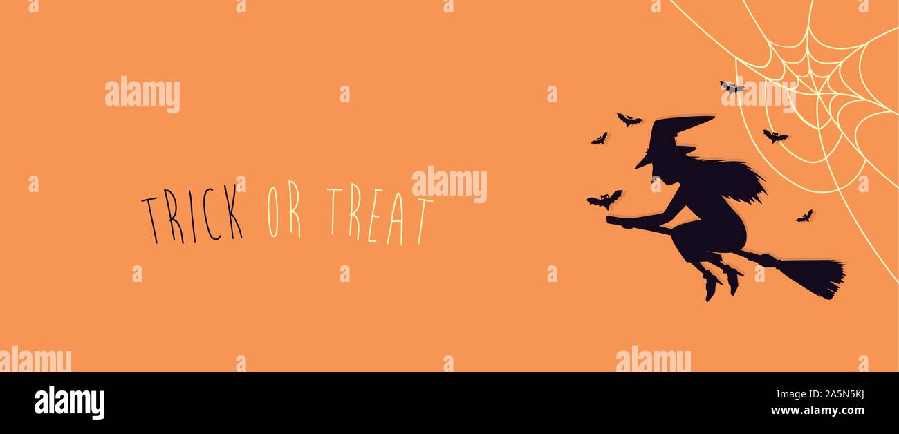 poster halloween with witch flying in broom Stock Vector Image & Art ...