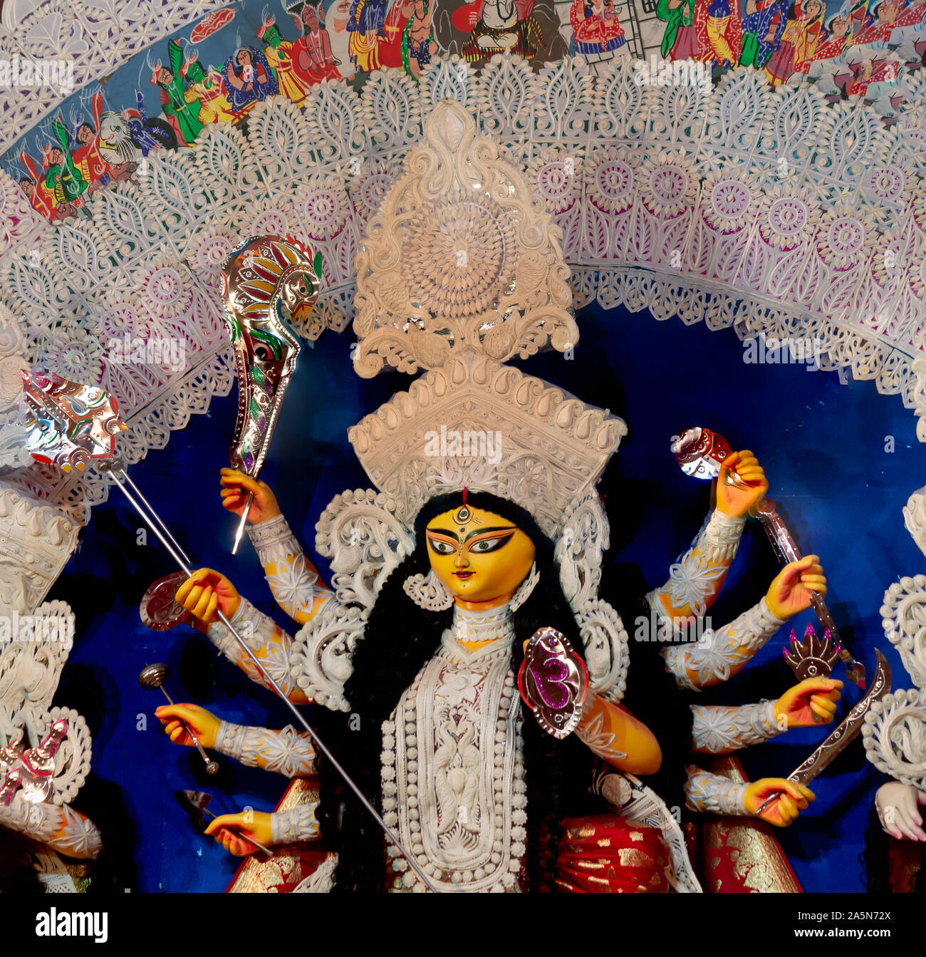 A View Of Durga Idiol Inside Puja Pandal Stock Photo - Alamy
