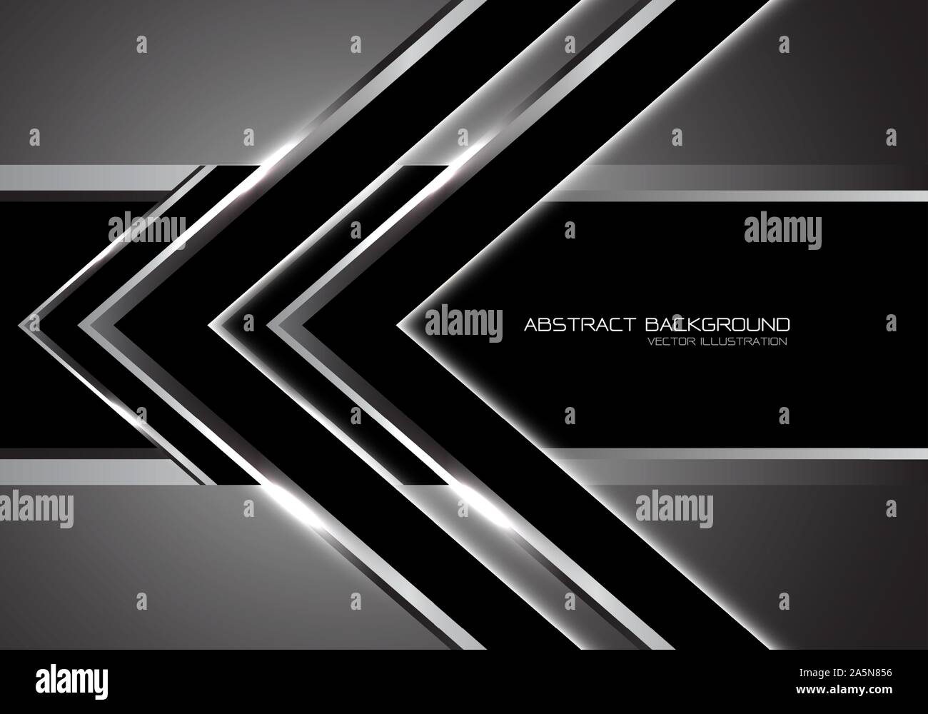 Abstract silver arrow speed direction on black banner blank space ...