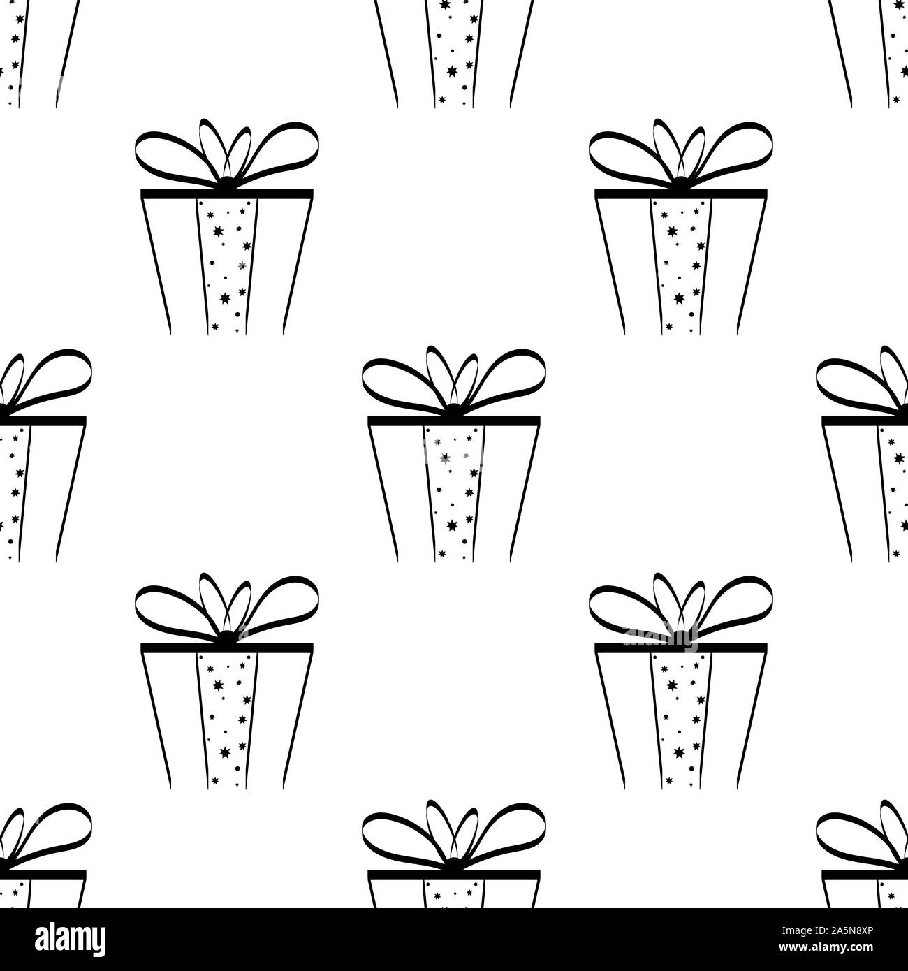 Seamless pattern from boxes with gifts and bows. Background in vector ...