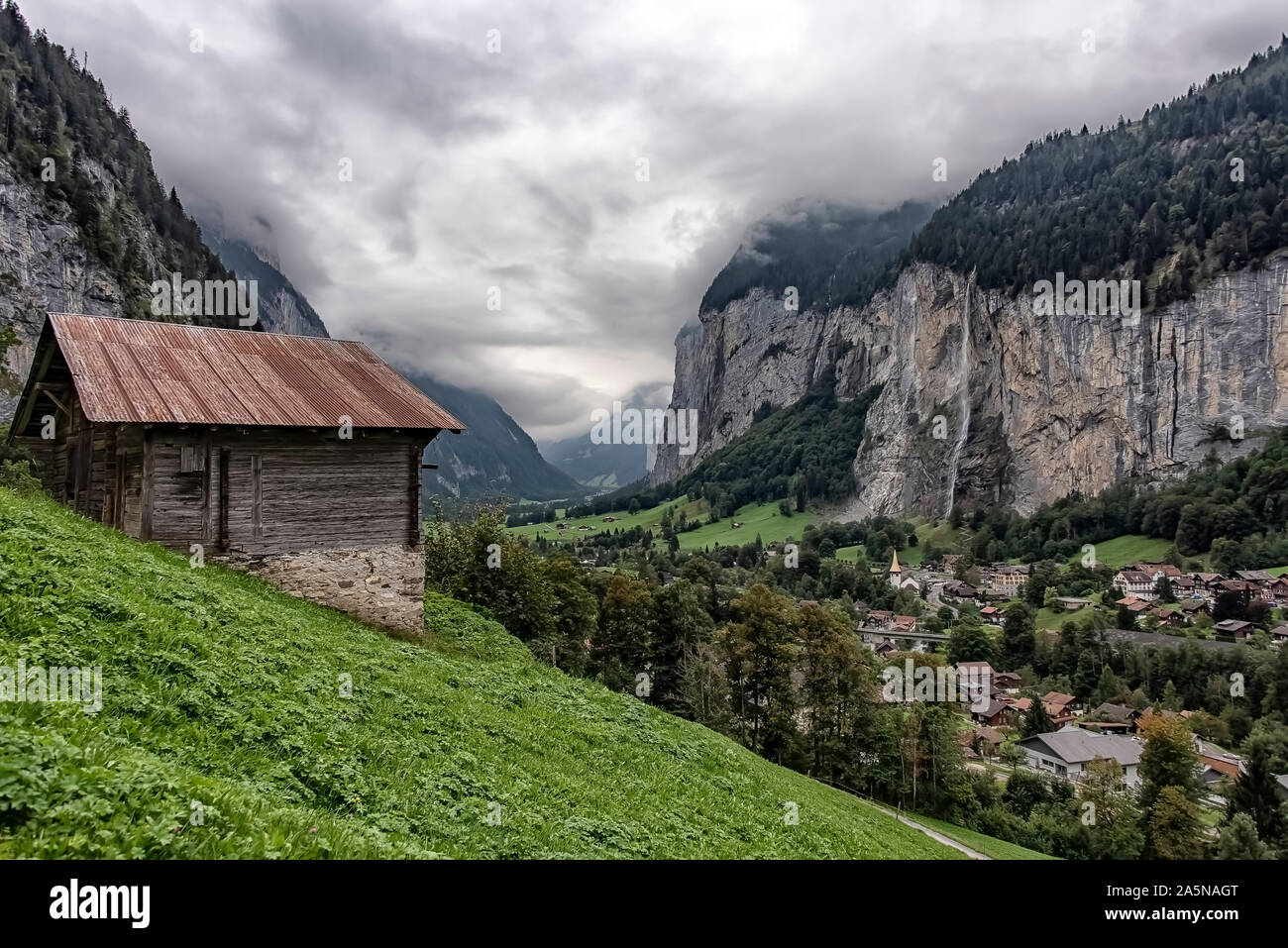 Lauterbrunnen valley in Switzerland Stock Photo