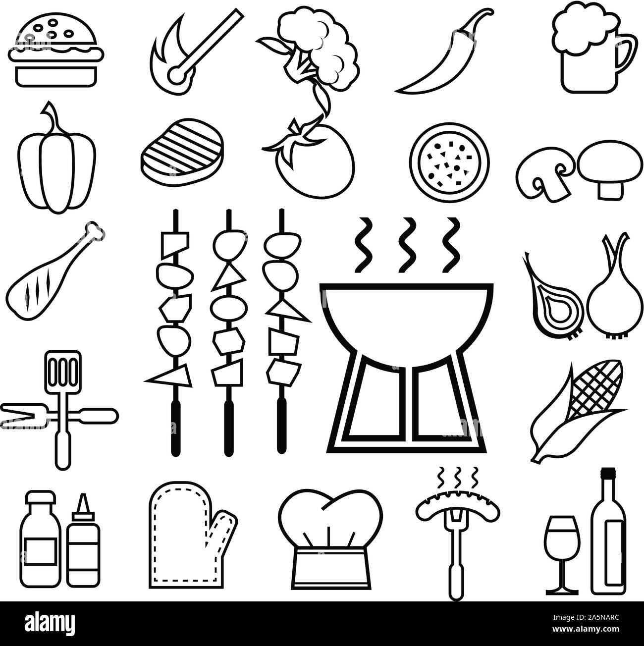 barbecue icon set line Stock Vector Image & Art - Alamy