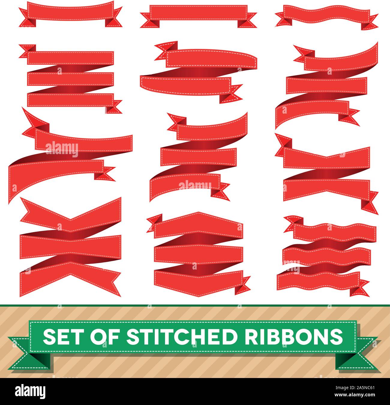 Set of bent ribbons with seam Stock Vector Image & Art - Alamy