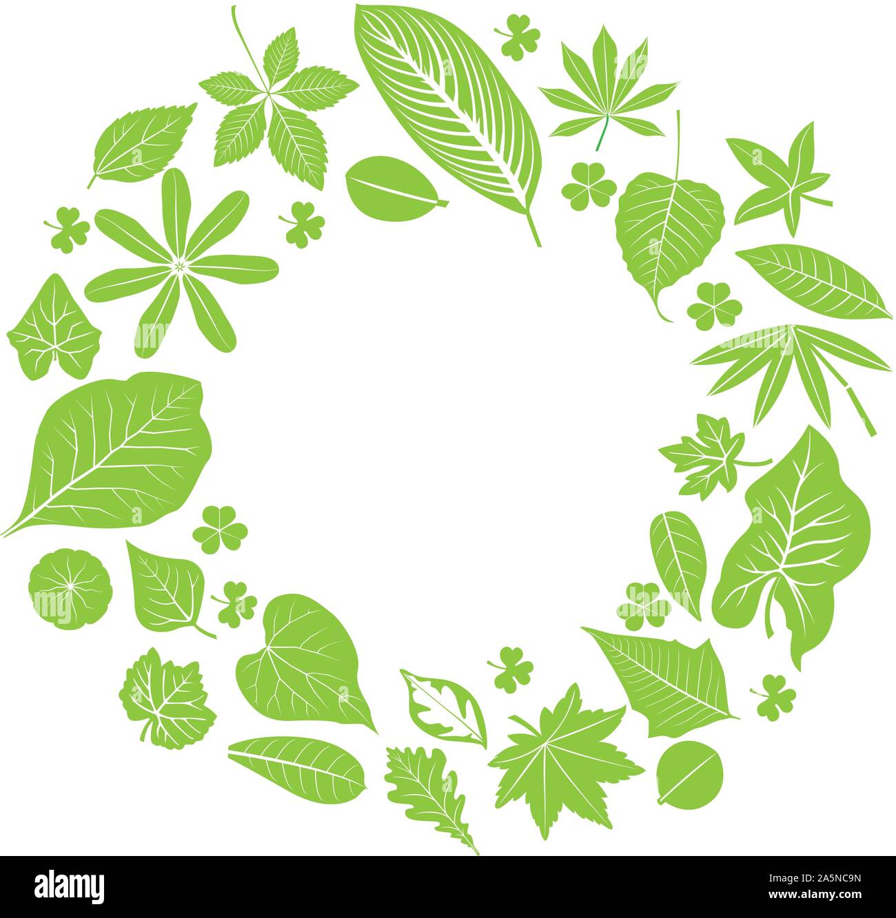 green leaves frame vector on white background Stock Vector Image & Art ...