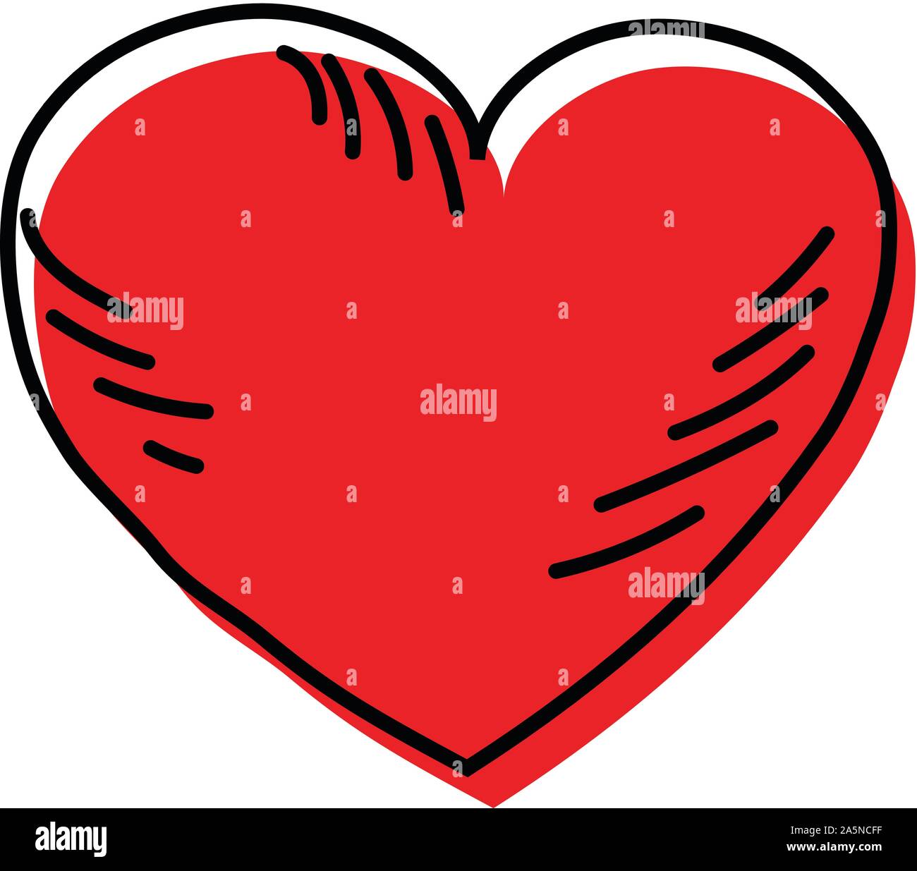 hand draw and sketch red heart illustration set, vector design, love ...