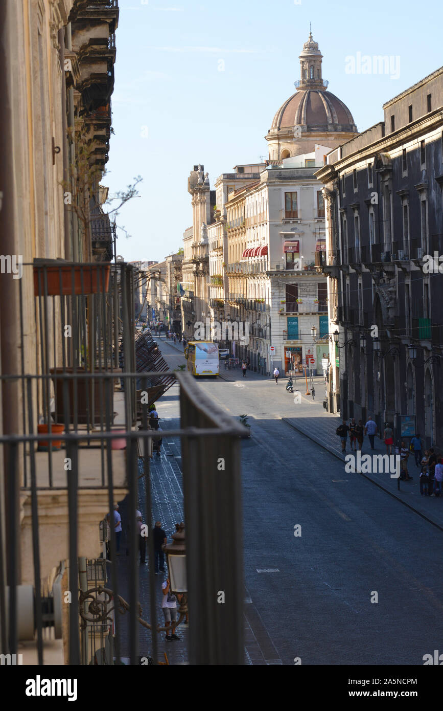 Street scenes of Catania, Sicily in Italy Stock Photo