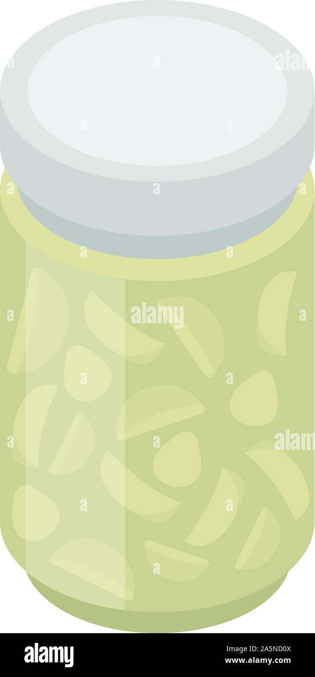 Garlic in jar icon, isometric style Stock Vector