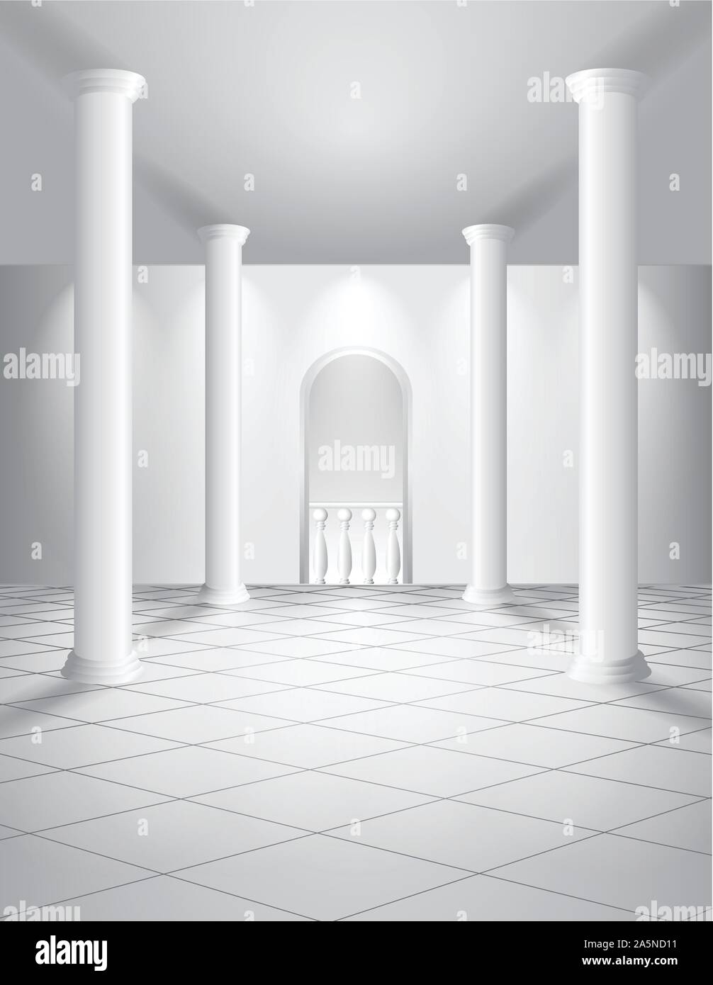 White hall with columns Stock Vector