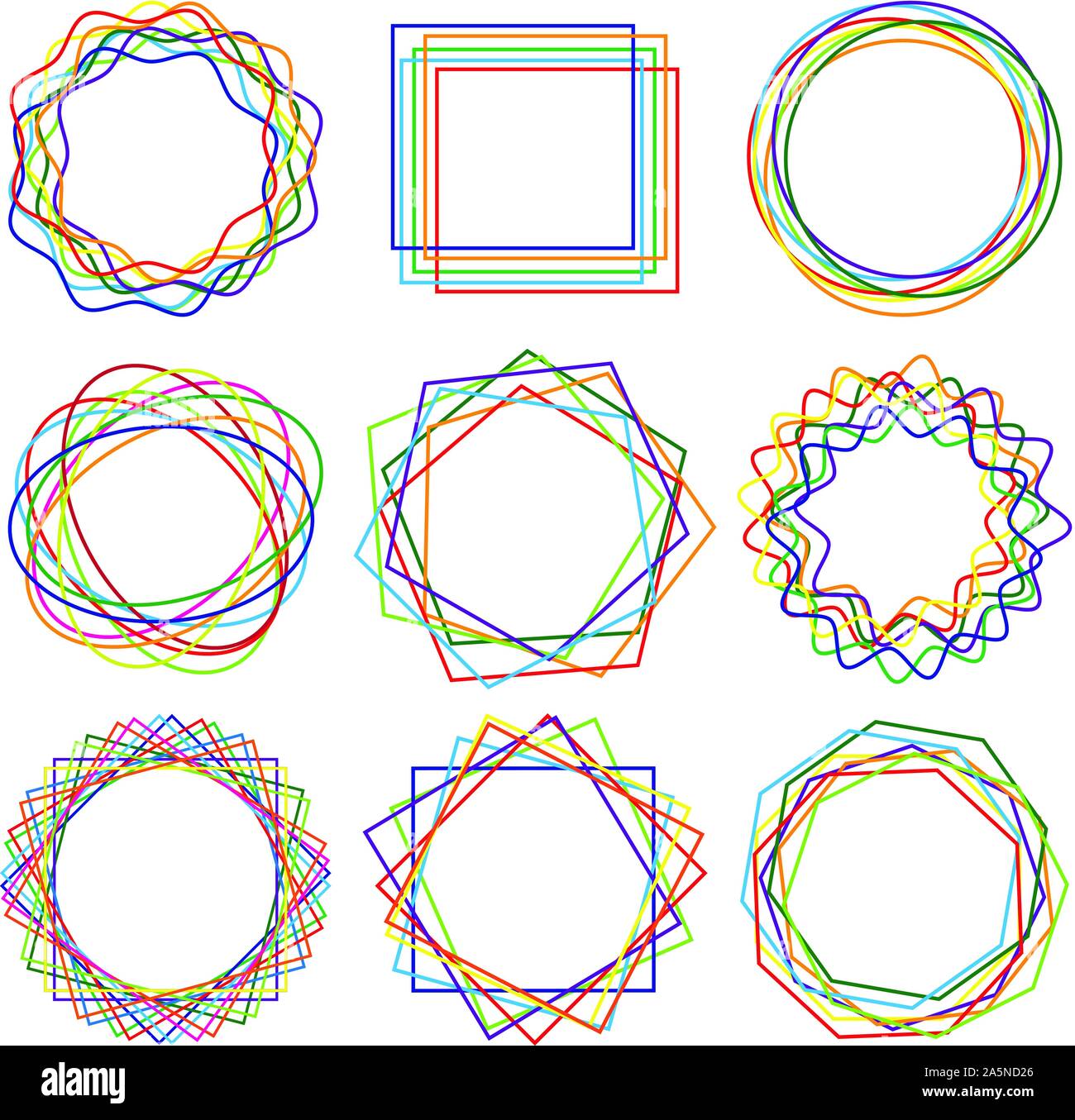line shape of art frame set, colorful vector Stock Vector Image & Art ...