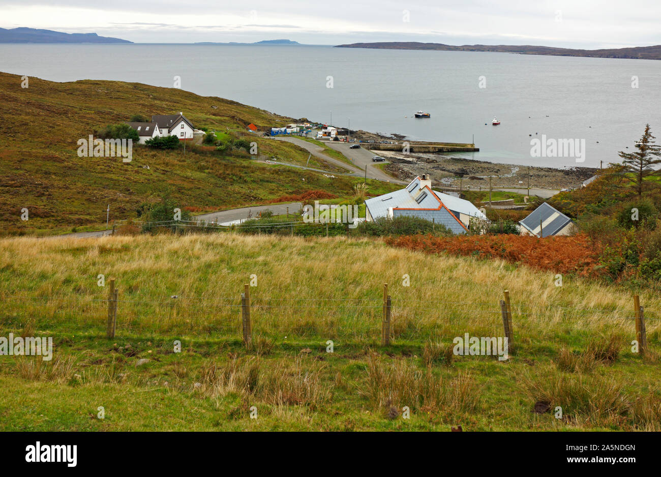 A view of the fishing and crofting village of Elgol by Loch Scavaig at Strathaird, Isle of Skye, Scotland, United Kingdom, Europe. Stock Photo