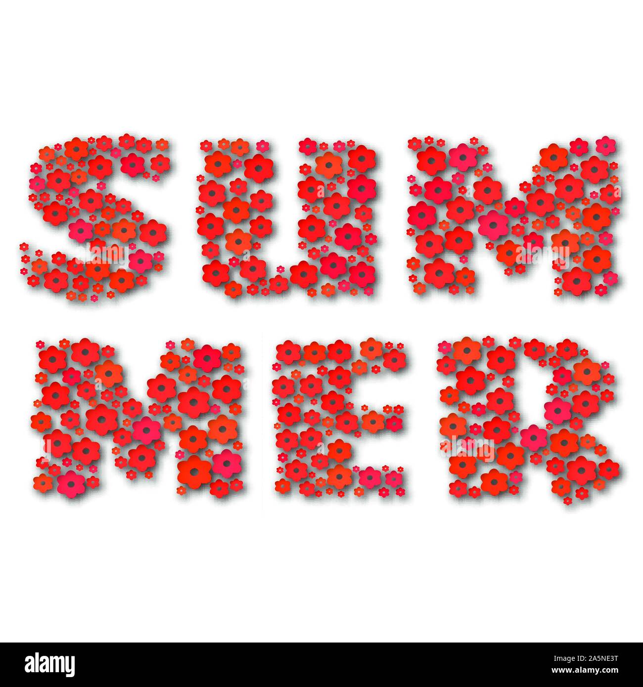 Summer lettering made of red paper flowers Stock Vector Image & Art - Alamy