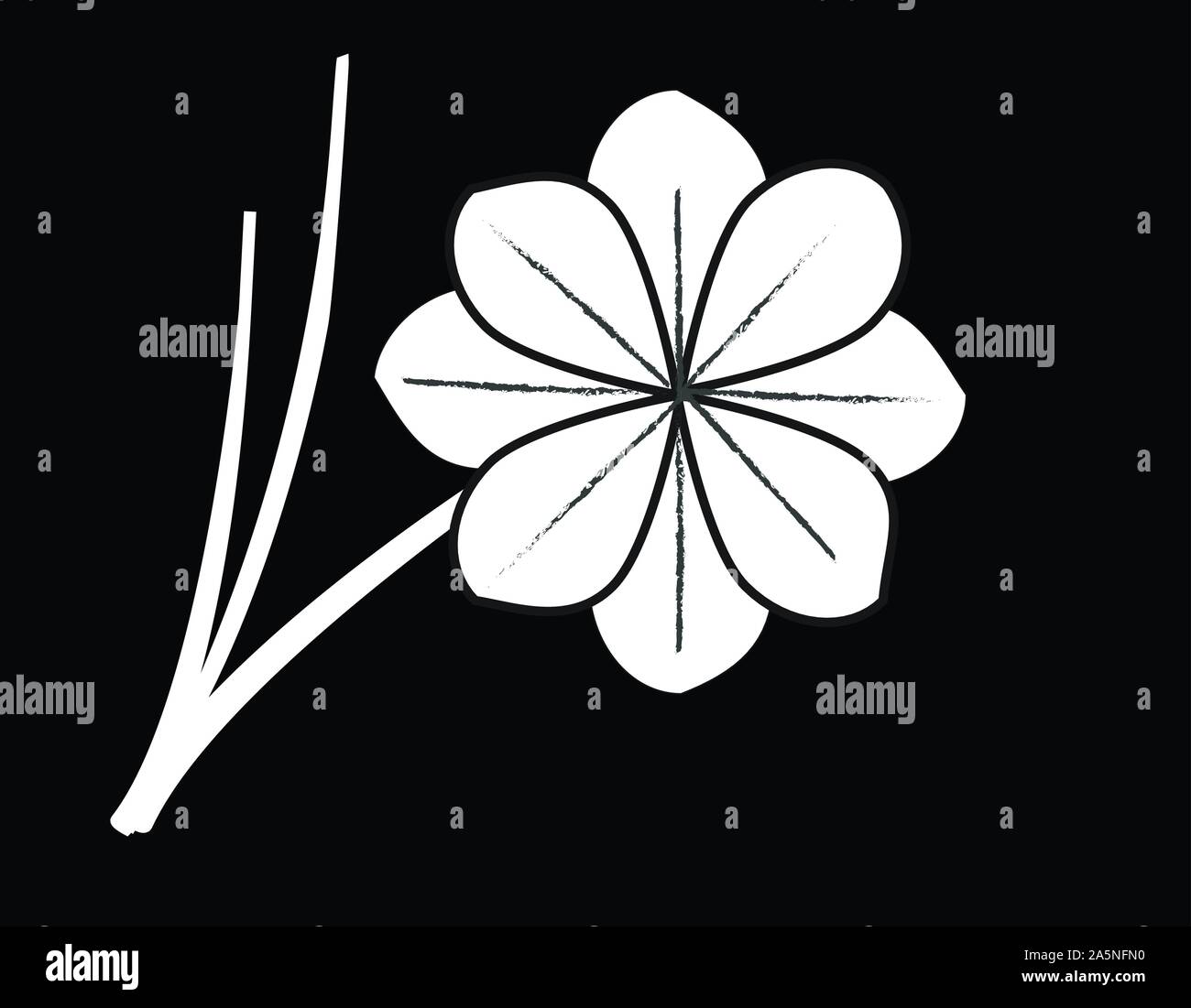white sandalwood flower vector on black background, Thai die symbol Stock Vector