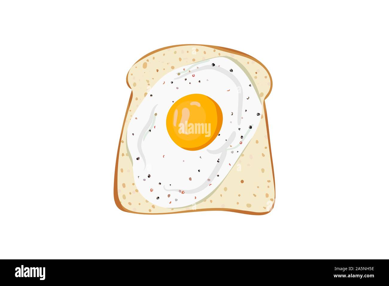 Omelet breakfast with eggs, seasonings and toast bread. Vector illustration. Morning food. Stock Vector