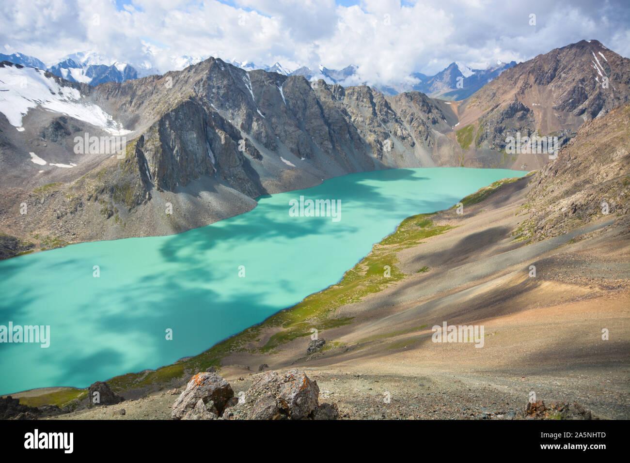 Ala-Kul lake in Terskey Alatoo mountains, Tian-Shan, Karakol, Kyrgyzstan Stock Photo