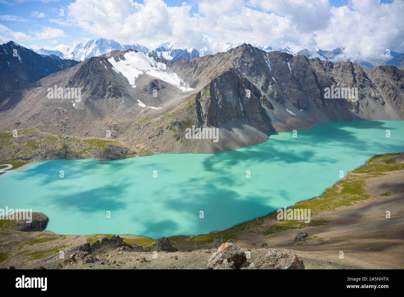 Ala-Kul lake in Terskey Alatoo mountains, Tian-Shan, Karakol, Kyrgyzstan Stock Photo