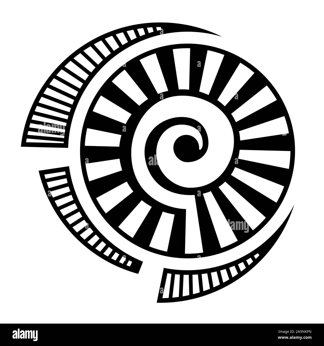 Abstract geometric symbol, isolated on white background. Spiral, round ...