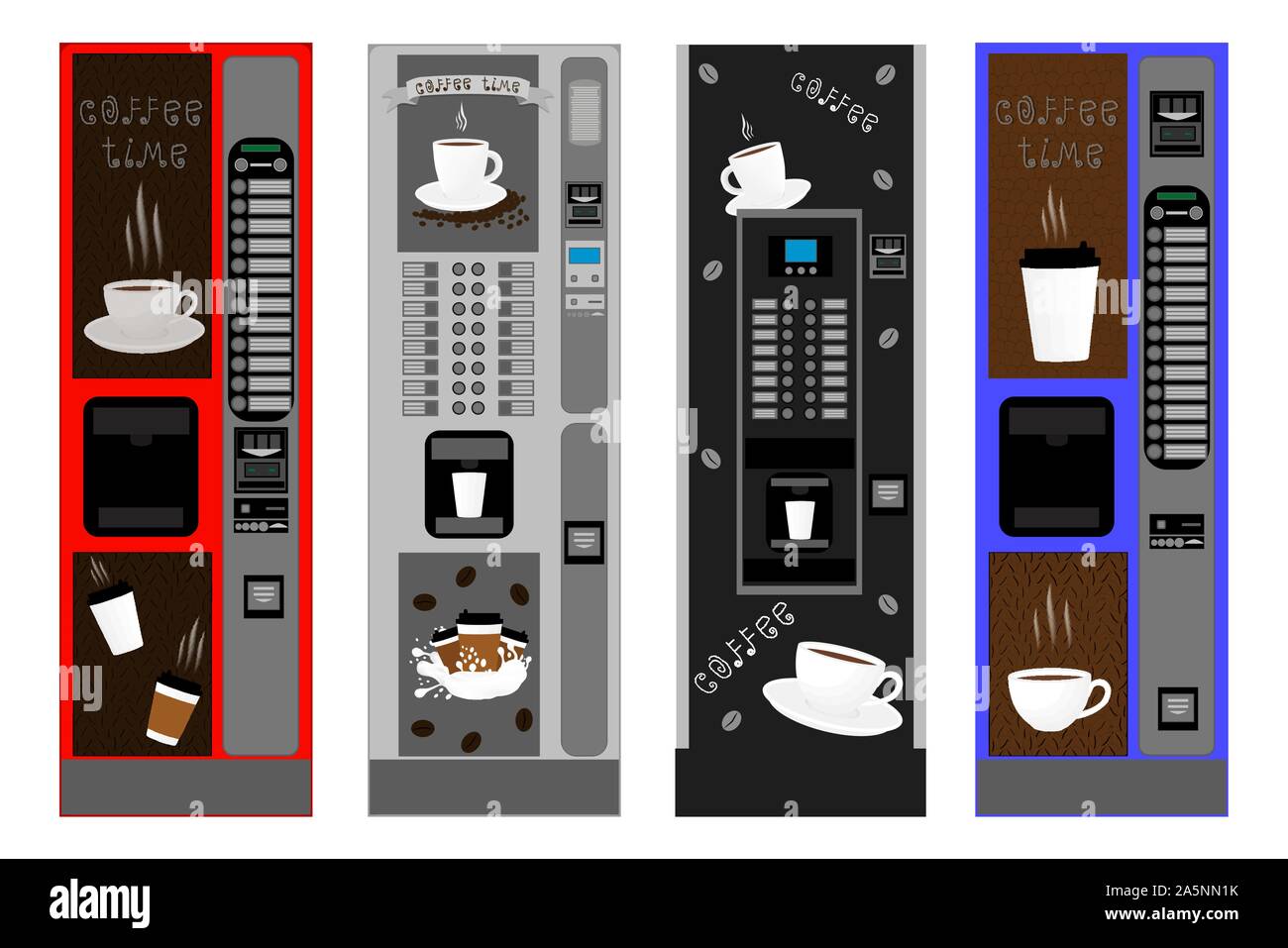 https www alamy com illustration icon on theme big colored set different types coffee machine new size logo vending coffee pattern consisting of collection accessory to image330547775 html