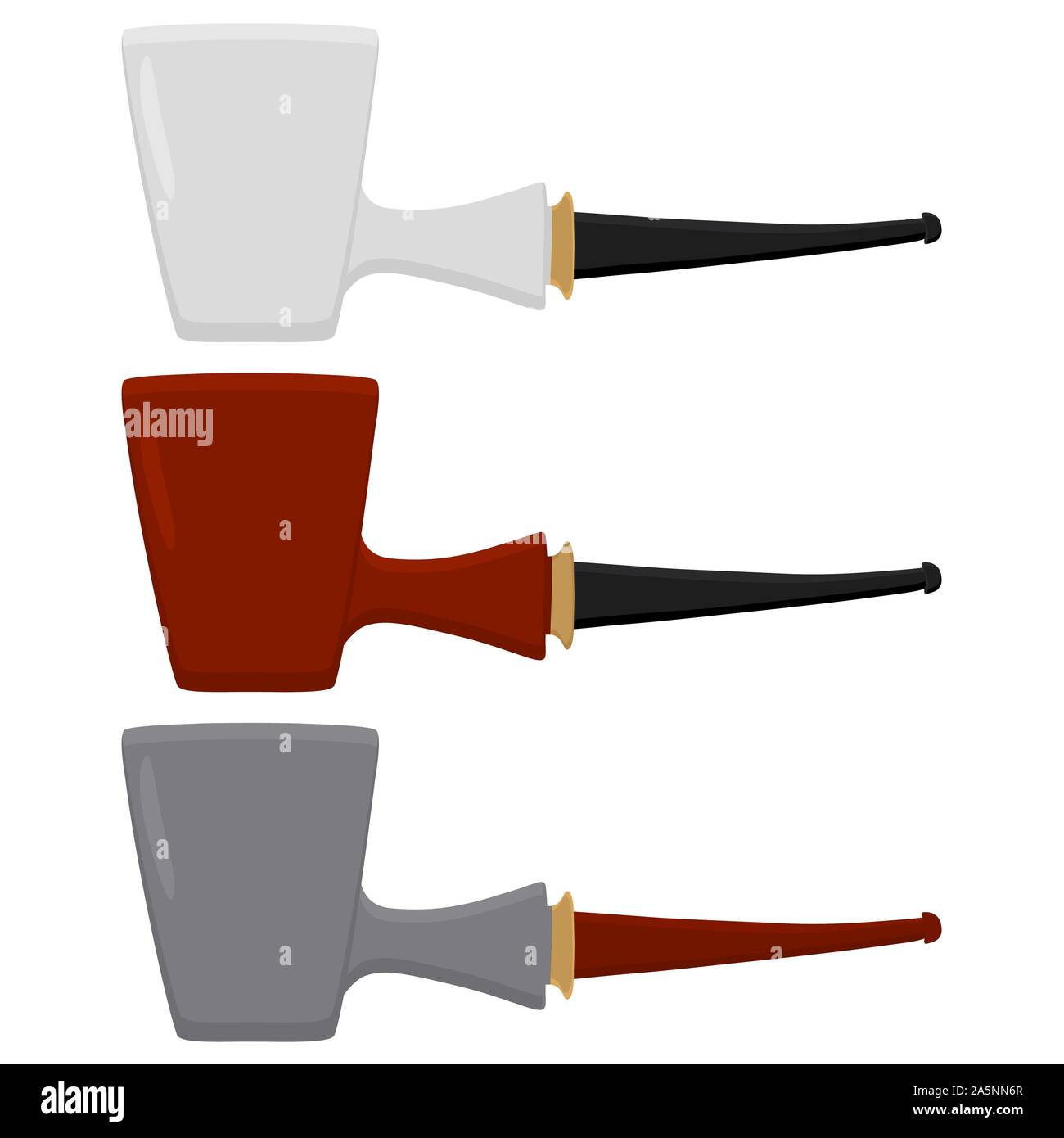 Illustration on theme big colored set different types smoke pipes