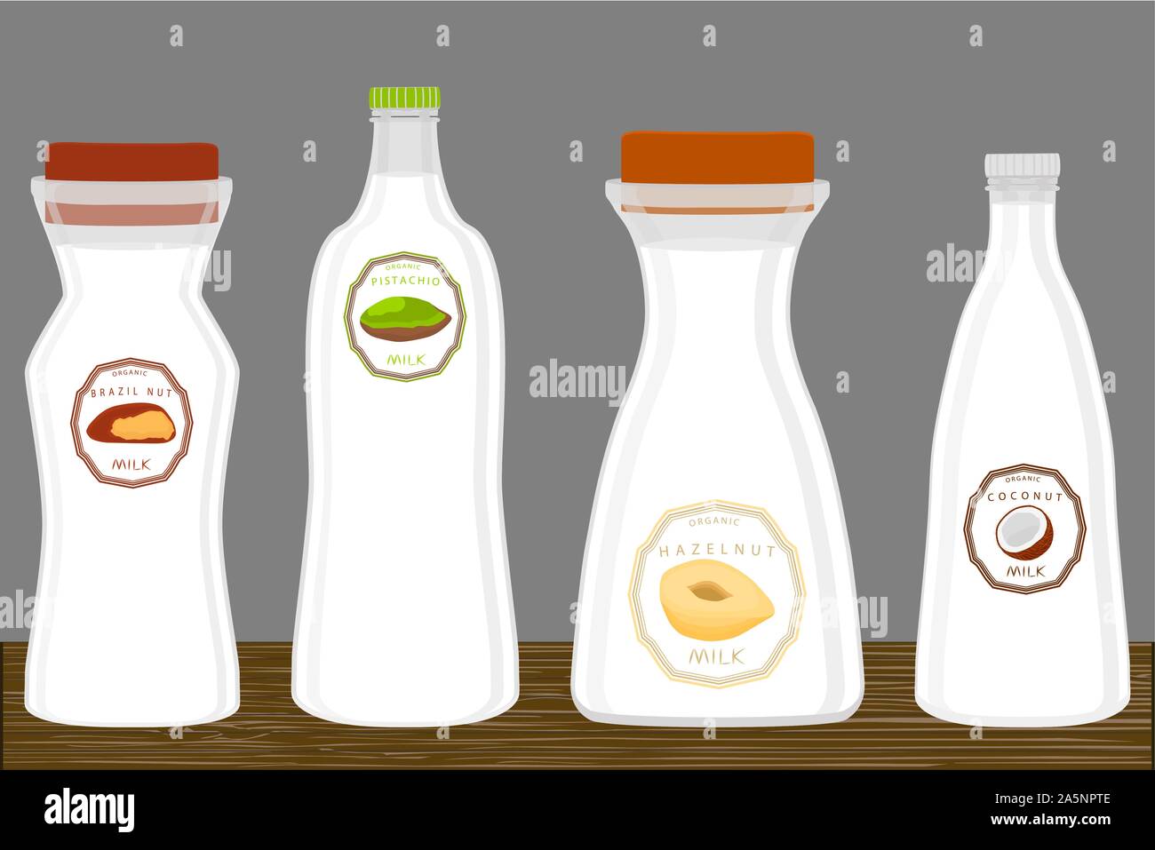Illustration on theme big set different types chilled milk, dairy