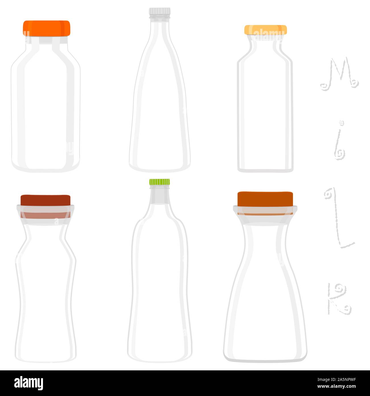 Illustration on theme big set different types chilled milk, dairy