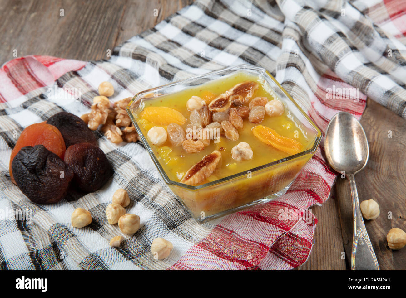 Traditional Turkish dessert ashure, close-up (Noah's Pudding Stock ...