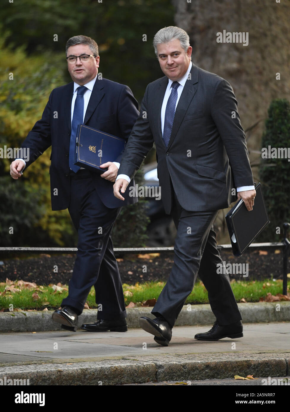 Justice Secretary Robert Buckland and Minister of State (for Security) Brandon Lewis (left) arriving for a Cabinet meeting in Downing Street, London. Stock Photo