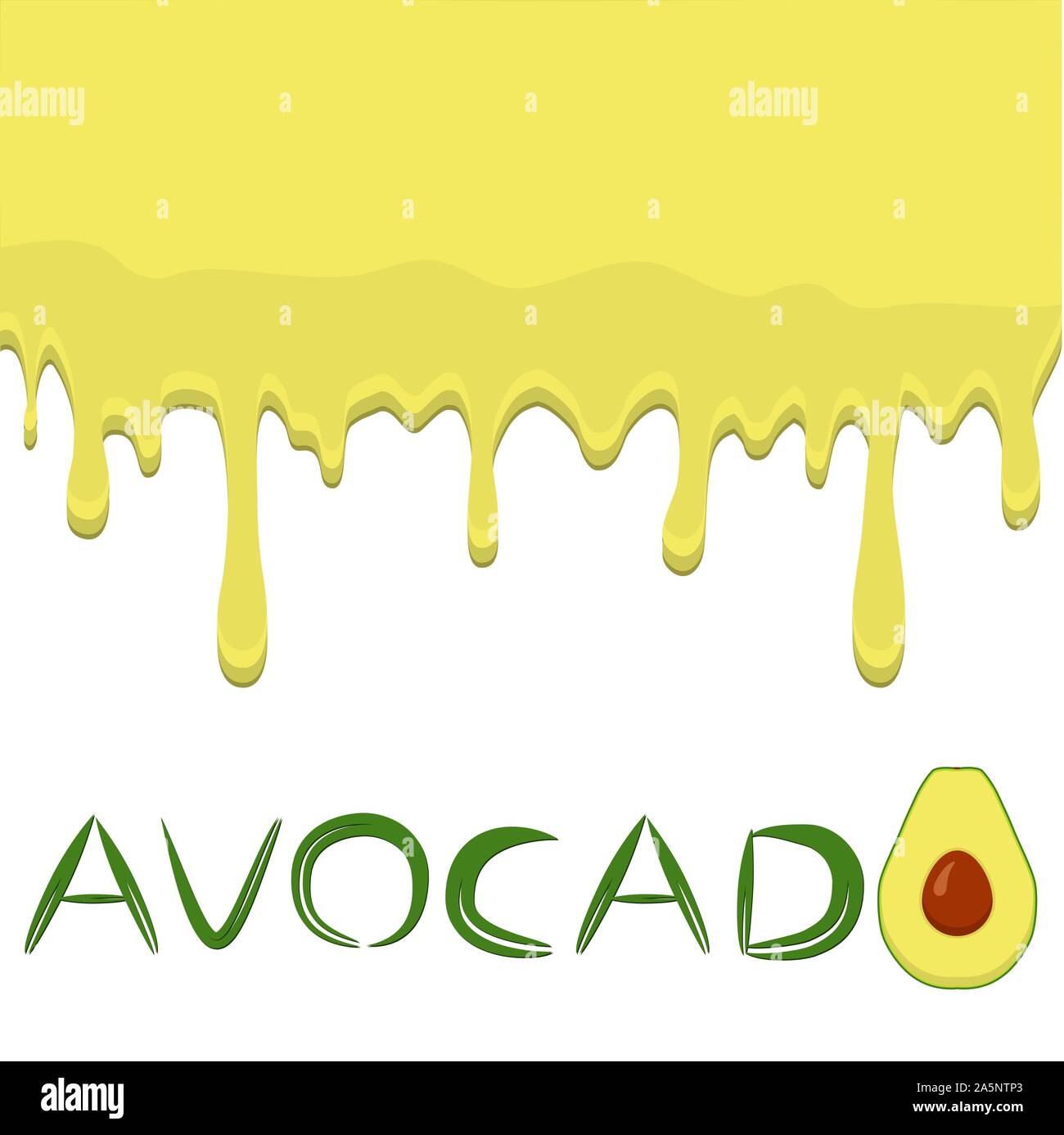 Illustration on theme falling runny avocado drip at sugary cow