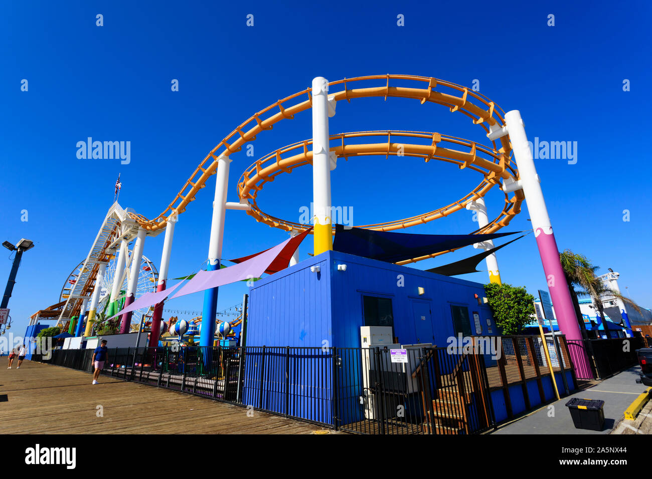 Roller coaster on Santa Monica pier, Los Angeles, California, United States of America. USA. October 2019 Stock Photo