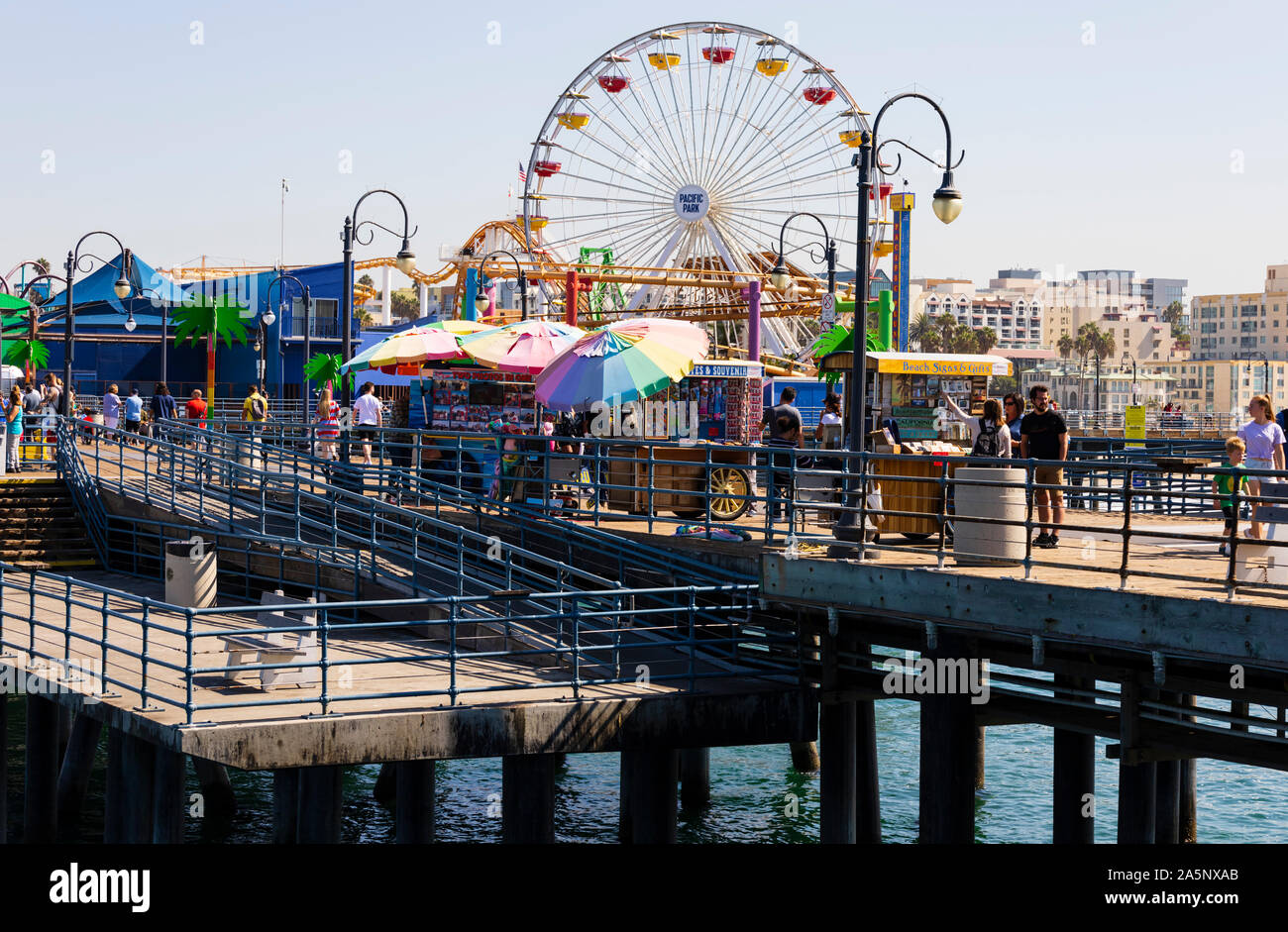 Santa Monica pier, Pacific park, Los Angeles, California, United States of America. USA Stock Photo