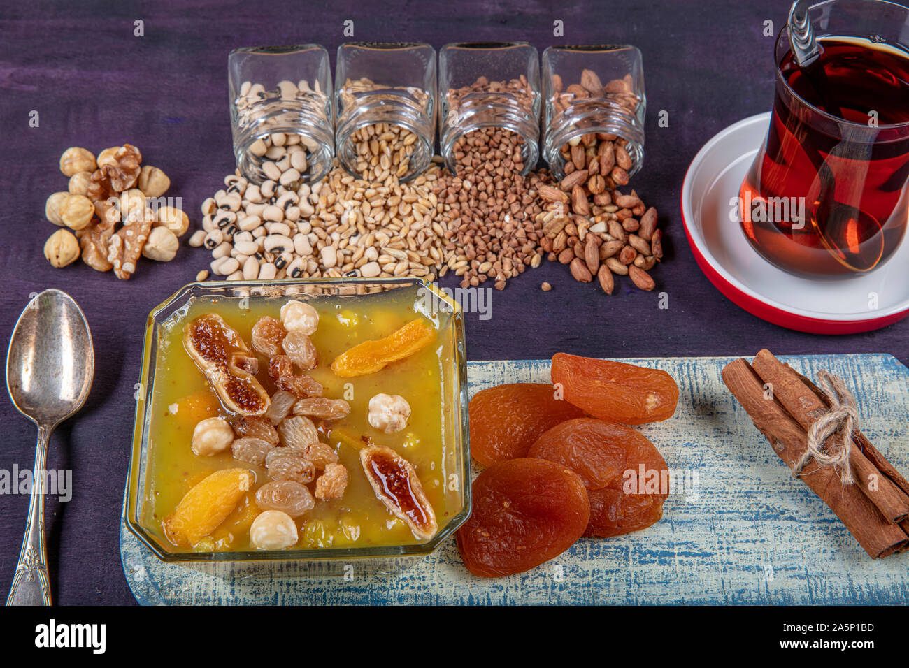 Traditional Turkish dessert ashure, close-up (Noah's Pudding Stock ...