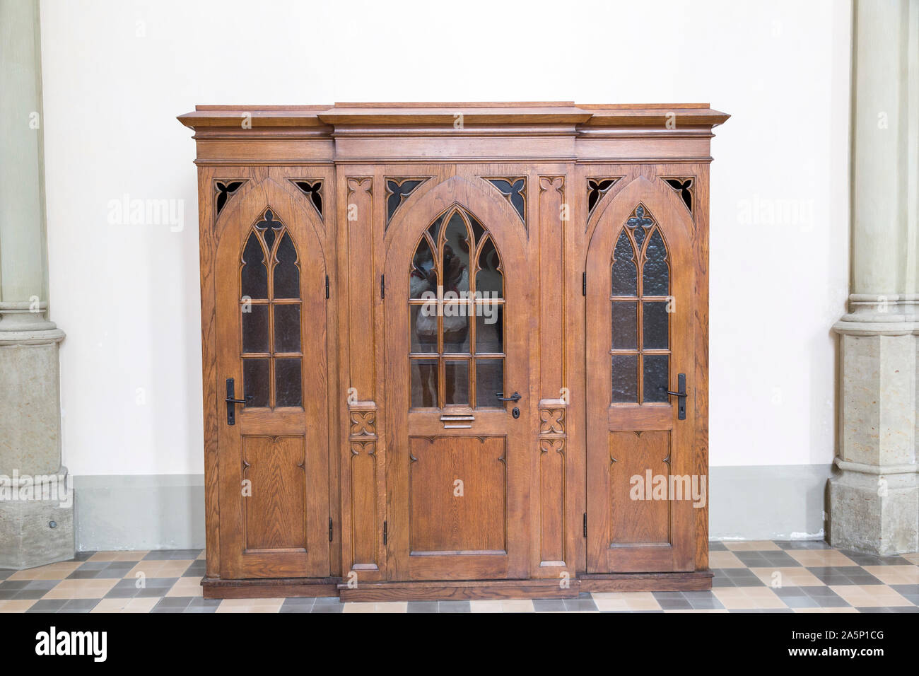 Confession box in Catholic church Stock Photo