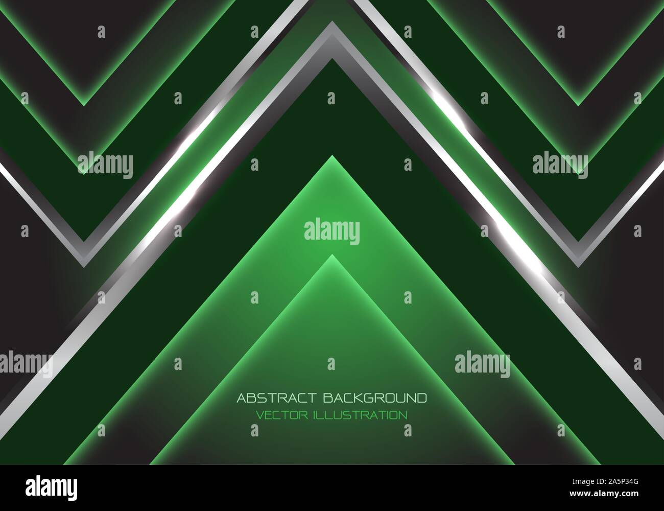Abstract silver black arrow speed direction on green dark blank space ...