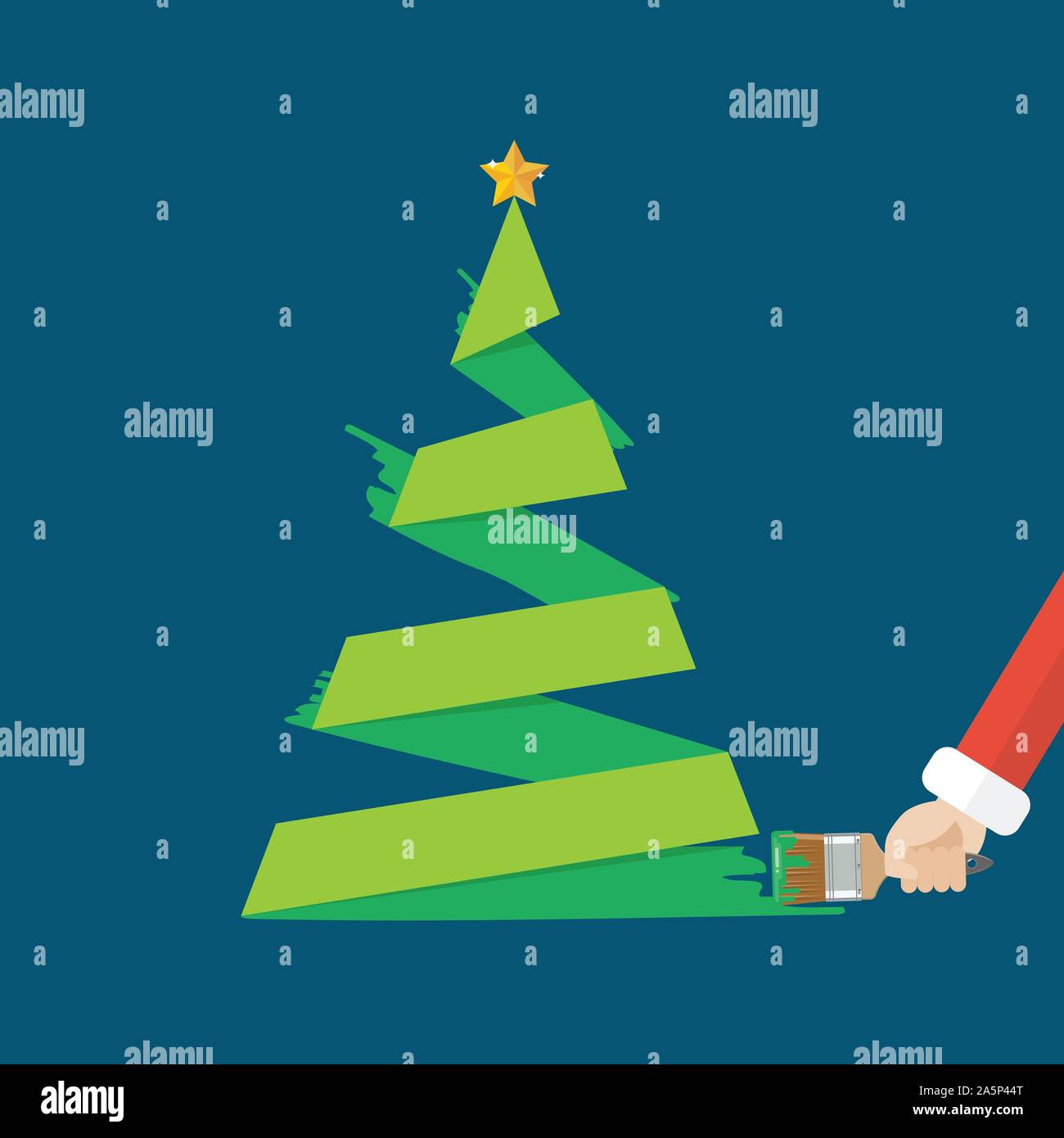 Christmas tree is painted by paint brush. Vector illustration Stock Vector