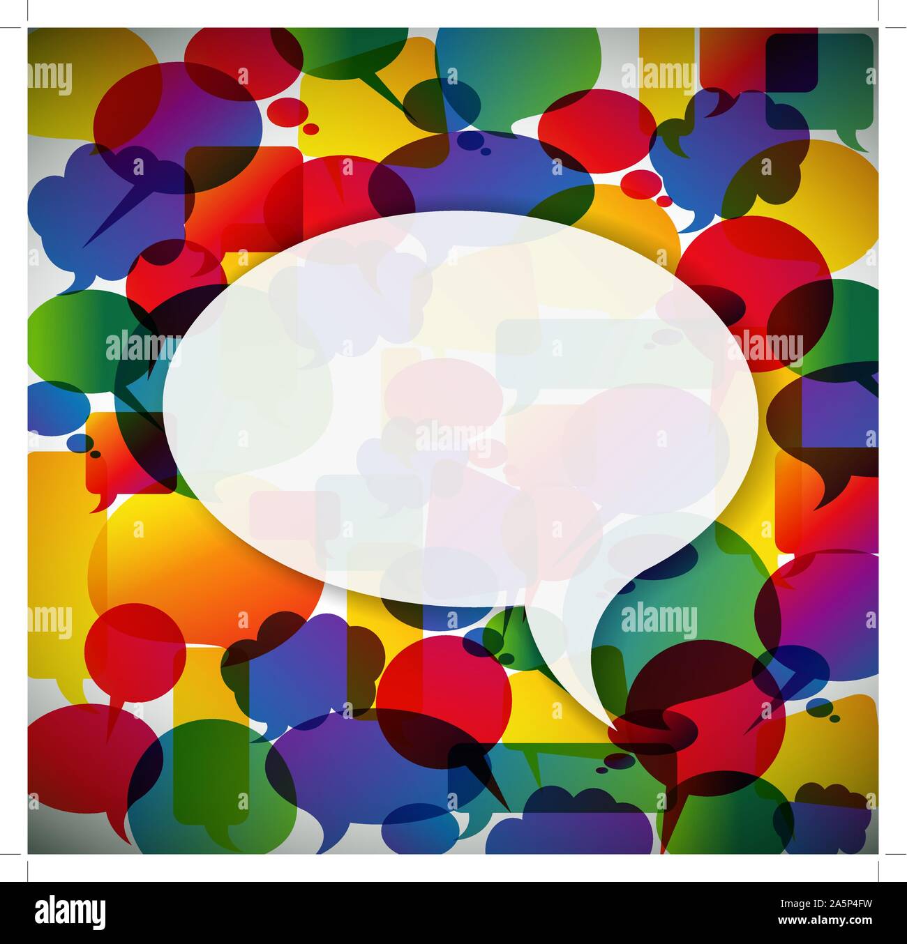 Colorful background made from speech bubbles with one big in the front