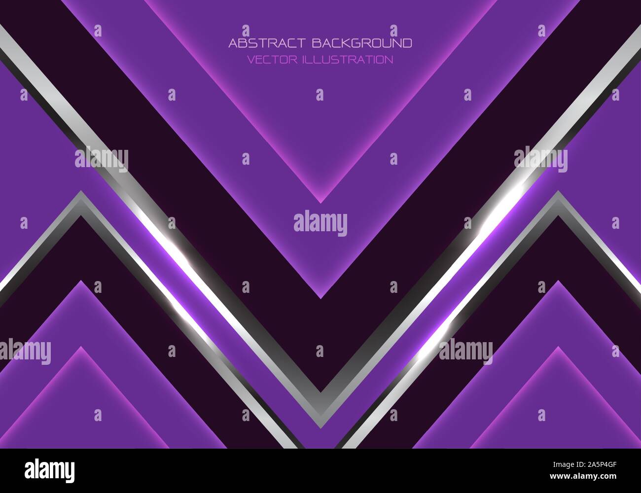 Abstract silver black arrow speed direction on violet blank space ...