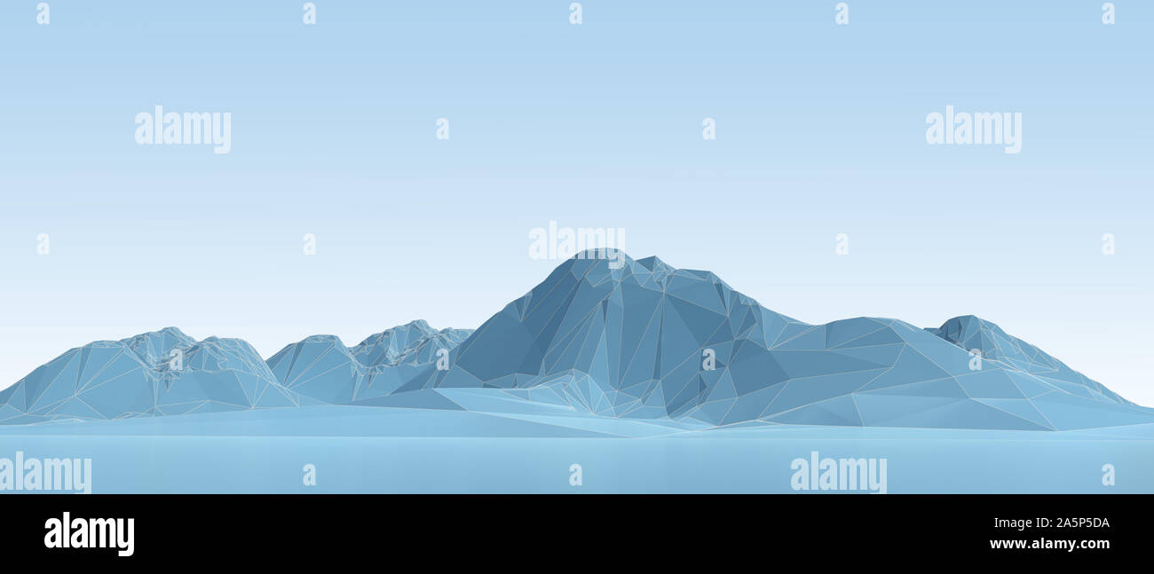 blue low poly mountains in wireframe. 3d rendering Stock Photo - Alamy