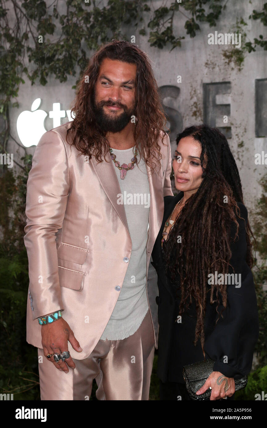 October 21, 2019, Westwood, CA, USA: LOS ANGELES - OCT 21:  Jason Momoa, Lisa Bonet at the Apple TV+'s ''See'' Premiere Screening at the Village Theater on October 21, 2019 in Westwood, CA (Credit Image: © Kay Blake/ZUMA Wire) Stock Photo