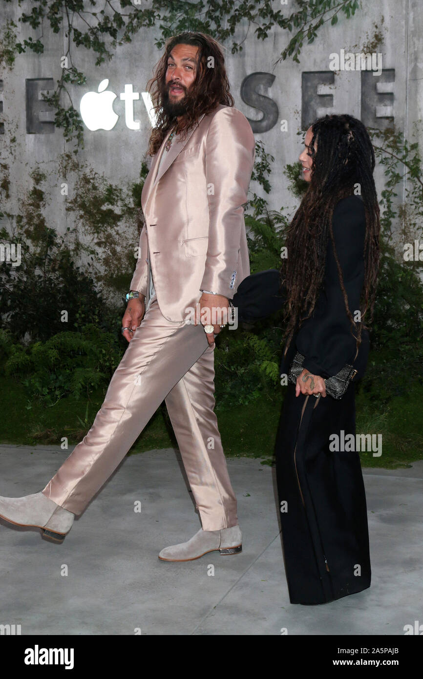 October 21, 2019, Westwood, CA, USA: LOS ANGELES - OCT 21:  Jason Momoa, Lisa Bonet at the Apple TV+'s ''See'' Premiere Screening at the Village Theater on October 21, 2019 in Westwood, CA (Credit Image: © Kay Blake/ZUMA Wire) Stock Photo